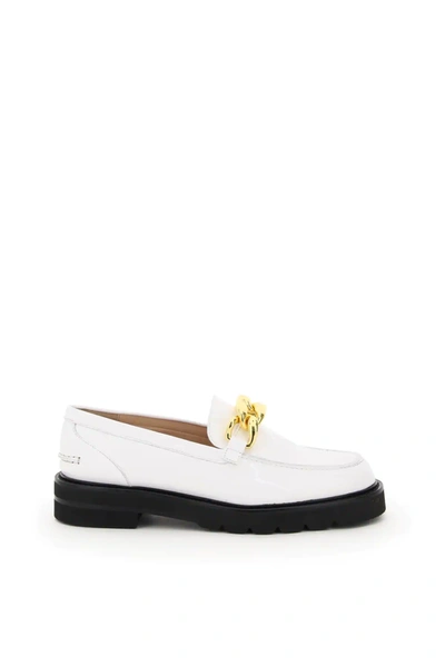 Shop Stuart Weitzman Mott Lift Patent Leather Loafers In White
