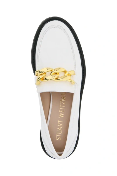 Shop Stuart Weitzman Mott Lift Patent Leather Loafers In White