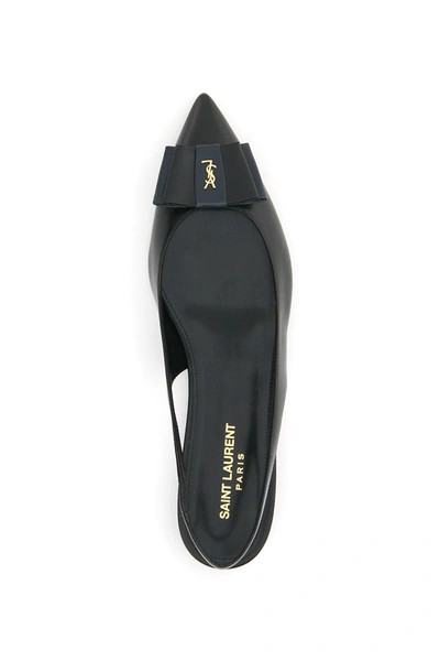 Shop Saint Laurent Anais Slingback Flats With Bow In Black