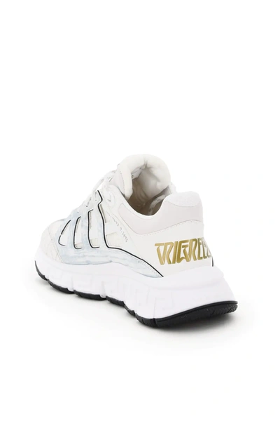 Shop Versace Trigreca Sneakers In White,gold,grey