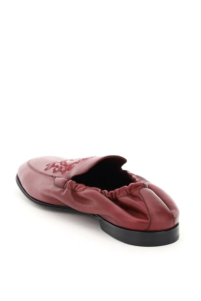 Shop Dolce & Gabbana Ariosto Loafers With Coat Of Arms Embroidery In Purple,red