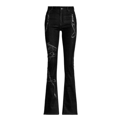 Shop Ralph Lauren Embellished 208 High-rise Bootcut Jean In Black