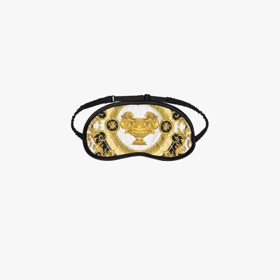 Shop Versace Multicoloured La Coupe Des Dieux Print Eye Mask In Black