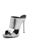 Giuseppe Zanotti Suede & Snake-embossed Leather Sandals In Silver