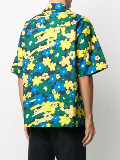 Shop Marni Floral Print Shirt In Blue