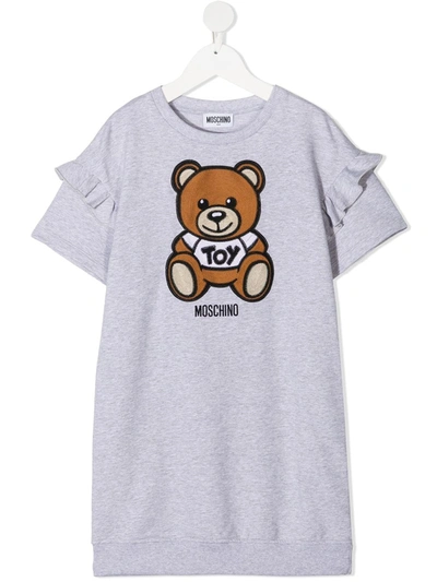 Shop Moschino Teddy Bear-embroidered T-shirt Dress In Grey