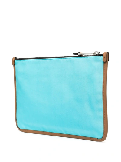 Shop Moschino Two-tone Logo Clutch Bag In Blue