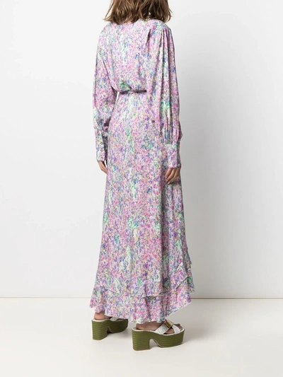 Shop Melissa Odabash Floral-print Long-sleeved Maxi Dress In Purple