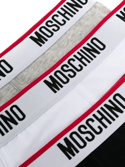 Shop Moschino Logo-waistband Three-pack Boxers In White