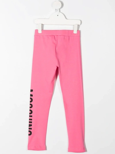 Shop Moschino Logo-print Cotton Leggings In Pink