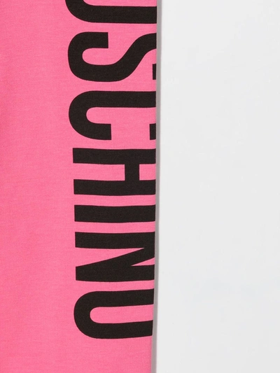 Shop Moschino Logo-print Cotton Leggings In Pink