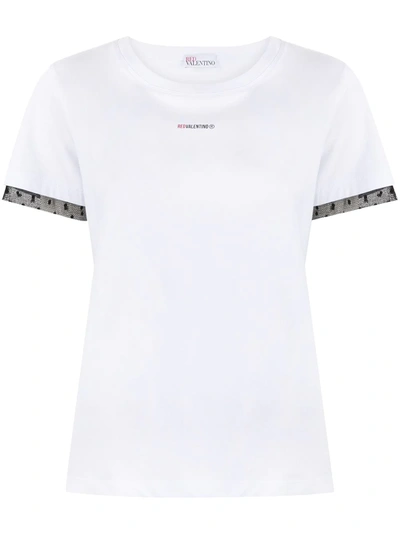 Shop Red Valentino Logo-print Mesh Trim T-shirt In White