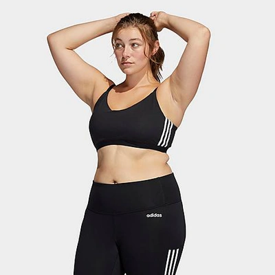 Shop Adidas Originals Adidas Women's All Me 3-stripes Light Support Sports Bra (plus Size) In Black