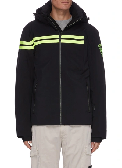 Shop Rossignol 'enbleme' Logo Patch Contrast Stripe Hood Ski Jacket In Black