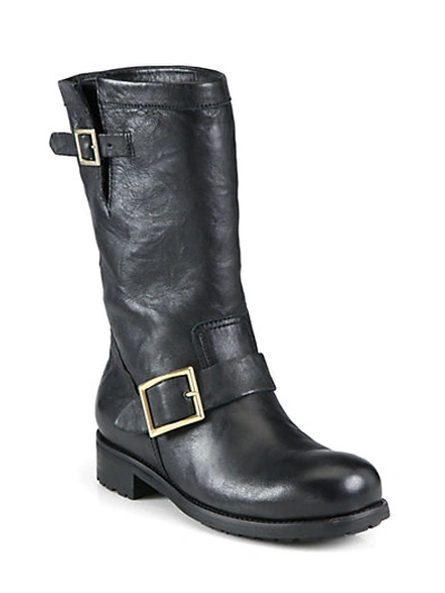 Jimmy Choo Leather Biker Boots In Black