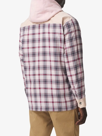 Shop Burberry Embroidered-design Check-print Shirt In Pink