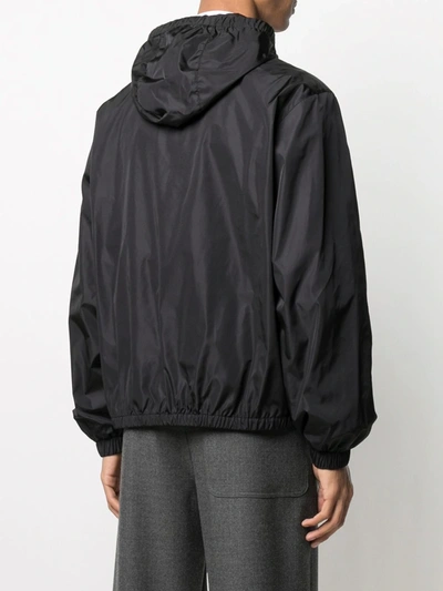 Valentino Hooded Logo-print Technical Windbreaker Jacket In Black