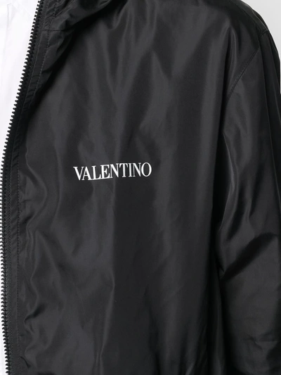 Shop Valentino Hooded Logo Jacket In Black