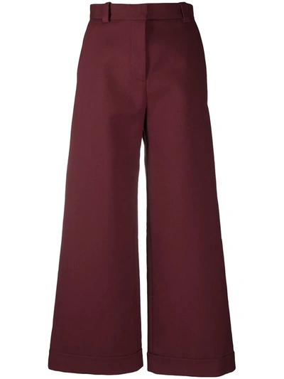 Shop See By Chloé High-waisted Wide-leg Trousers In Red