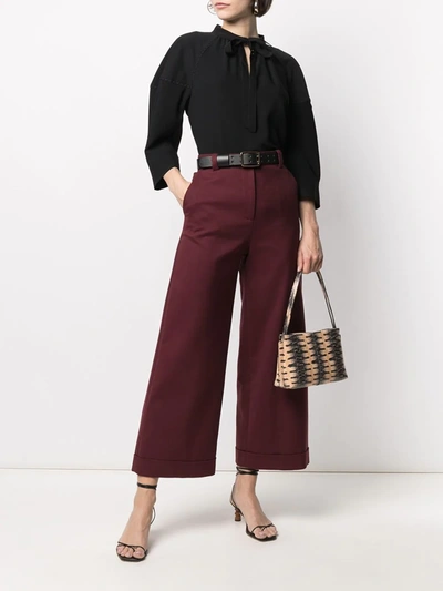 Shop See By Chloé High-waisted Wide-leg Trousers In Red