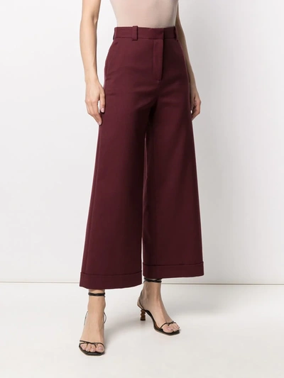 Shop See By Chloé High-waisted Wide-leg Trousers In Red