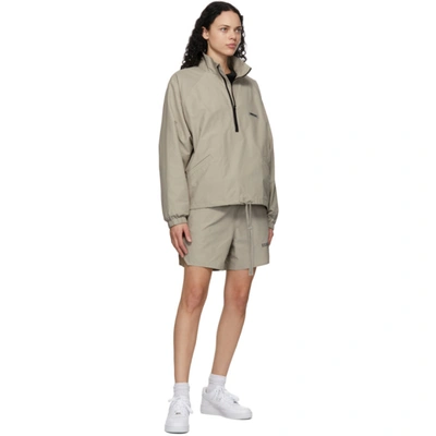 Shop Essentials Grey Volley Shorts In Moss