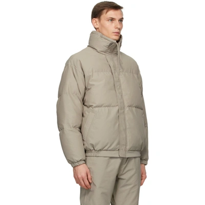 Shop Essentials Grey Puffer Jacket In Moss