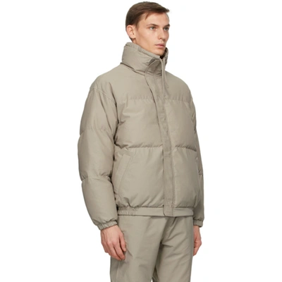 Essentials Grey Puffer Jacket In Moss