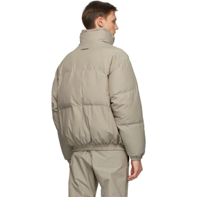 Essentials Grey Puffer Jacket In Moss