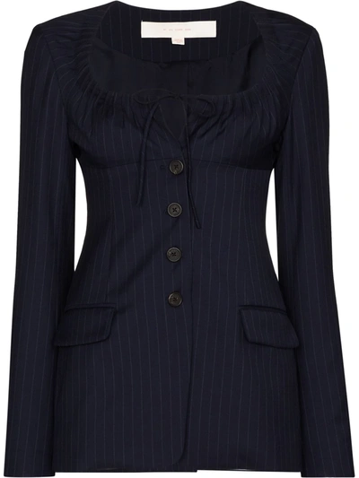 By Any Other Name Tie Neck Pinstripe Wool Blazer In Blue | ModeSens