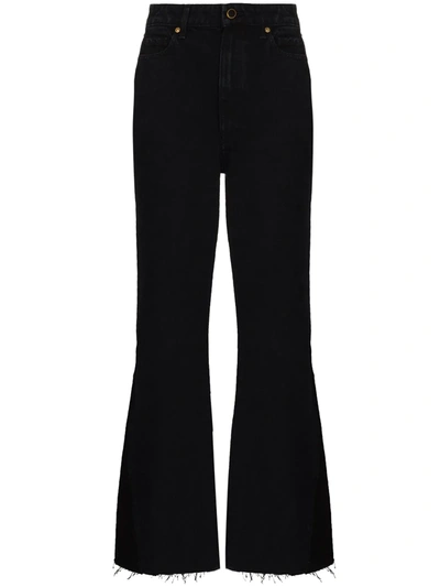 Shop Khaite Layla Cropped Flared Jeans In Black