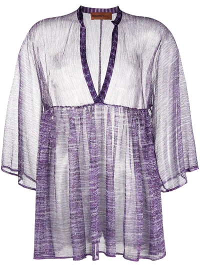 Shop Missoni Sheer Lightweight Tunic In Purple