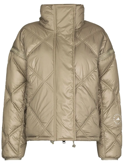 Shop Adidas By Stella Mccartney Diamond-quilting Puffer Jacket In Grey