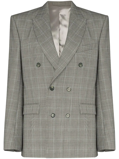 Shop Wardrobe.nyc Double-breasted Check Print Blazer In Grey
