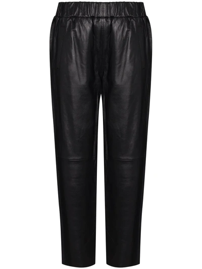 Shop Stand Studio Noni Leather Track Pants In Black
