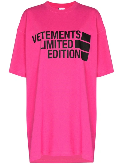 Shop Vetements Logo-print Oversized T-shirt In Pink