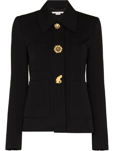 Shop Stella Mccartney Elisabeth Button-up Fitted Jacket In Black