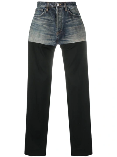 Shop Balenciaga Patched Straight-leg Jeans In Blue