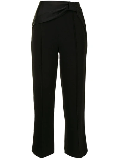Shop Jonathan Simkhai Sonia Bow-embellished Flared Trousers In Black