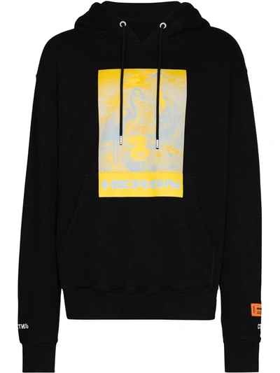 Shop Heron Preston Litho Graphic-print Cotton Hoodie In Black