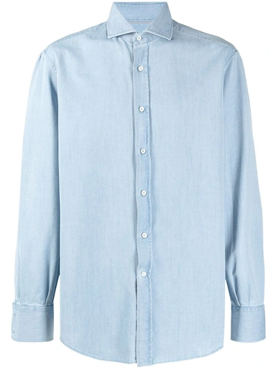 Shop Brunello Cucinelli Button-down Fitted Shirt In Blue