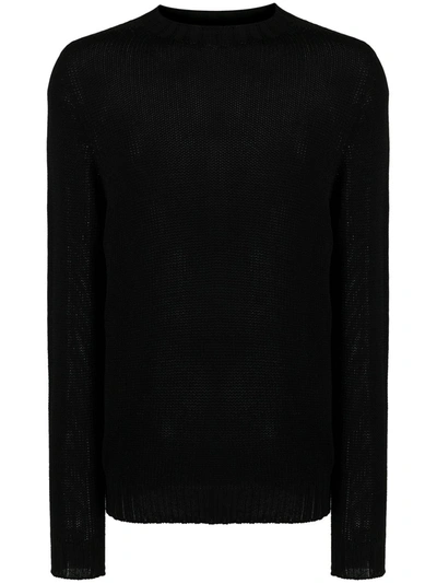 Shop Palm Angels Crochet-knit Logo Cotton Jumper In Black