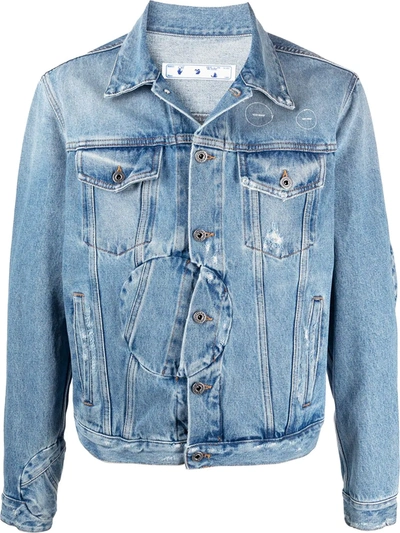 Shop Off-white Arrow Twist Denim Jacket In Blue