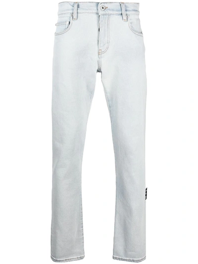 Shop Off-white Diag-print Detail Jeans In Grey