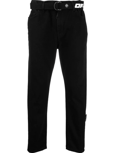 Shop Off-white Straight-leg Belted Jeans In Black