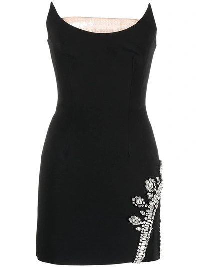 Shop David Koma Gem-embellished Mini Dress In Black