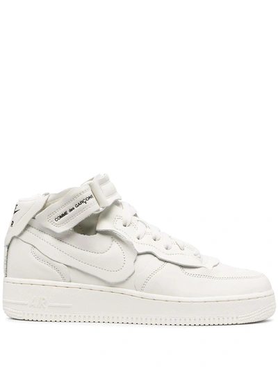 Shop Comme Des Garçons X Nike Air Force 1 Mid Sneakers In Weiss