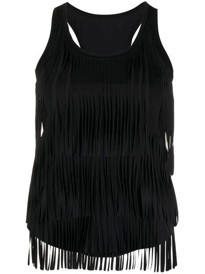 Shop Pinko Fringed Tank Top In Black