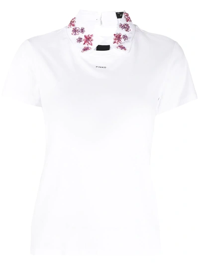 Shop Pinko Logo-print Cotton T-shirt In White