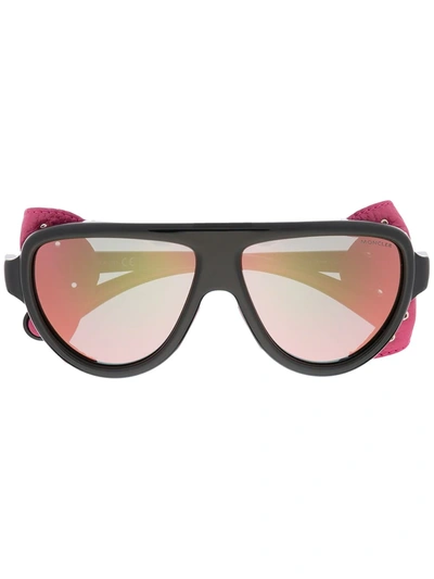 Shop Moncler Detachable Eye Shield Sunglasses In Black